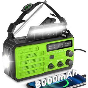 Hand Crank Radio,AMFM NOAA Weather Alert, Survival,Solar Powered with Flashlight